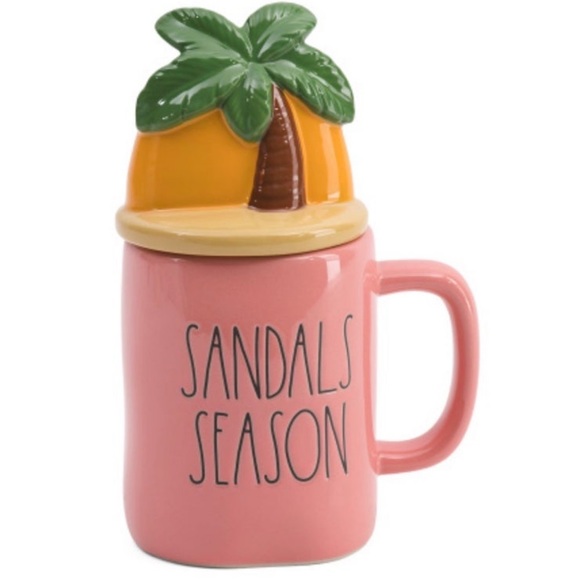 NEW RAE DUNN Sandals Season Ceramic Mug with Lid - Picture 1 of 6